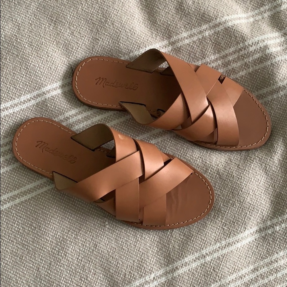 Tan leather Madewell slides